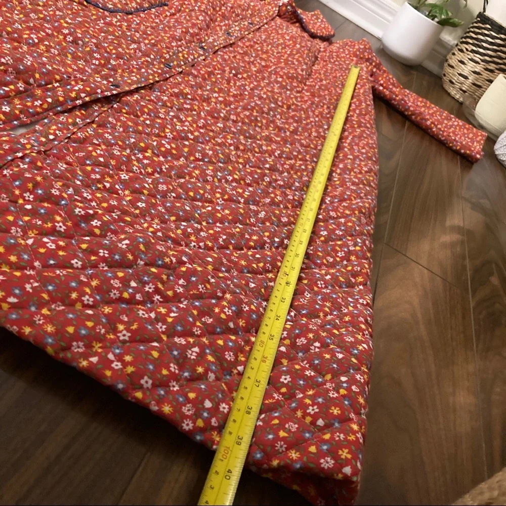 Red Floral Quilted House Coat Robe - Picture 5 of 10